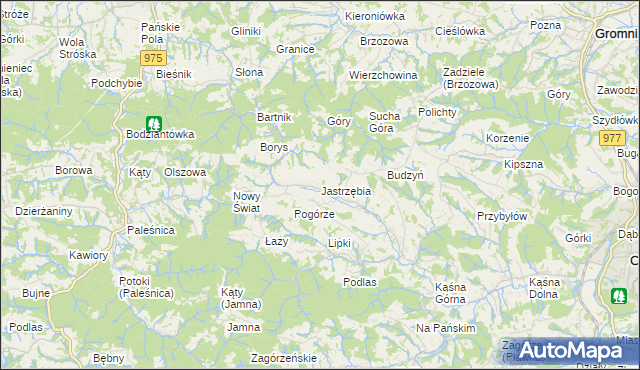 mapa Jastrzębia gmina Ciężkowice, Jastrzębia gmina Ciężkowice na mapie Targeo