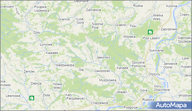 mapa Jaworsko, Jaworsko na mapie Targeo