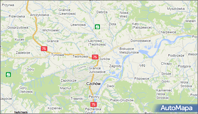 mapa Jurków gmina Czchów, Jurków gmina Czchów na mapie Targeo