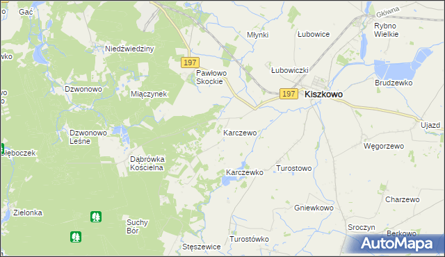 mapa Karczewo gmina Kiszkowo, Karczewo gmina Kiszkowo na mapie Targeo