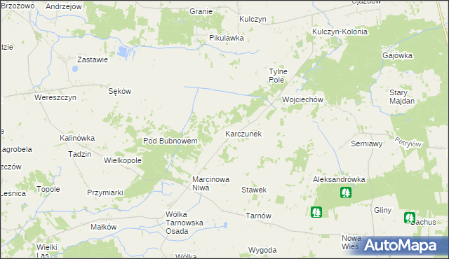 mapa Karczunek gmina Wierzbica, Karczunek gmina Wierzbica na mapie Targeo