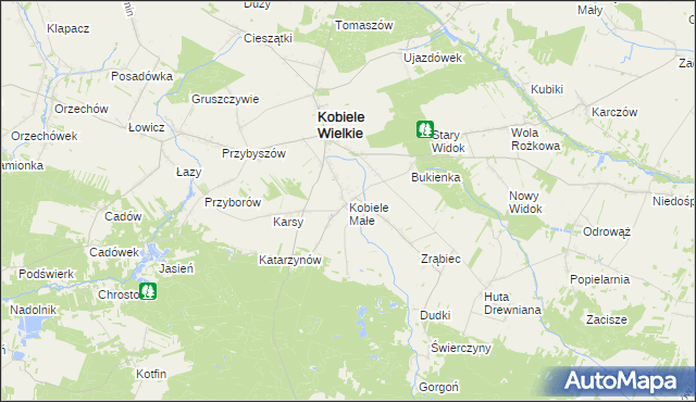 mapa Kobiele Małe, Kobiele Małe na mapie Targeo