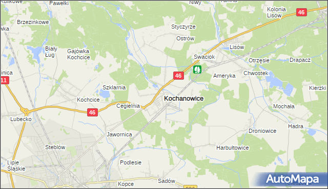 mapa Kochanowice, Kochanowice na mapie Targeo