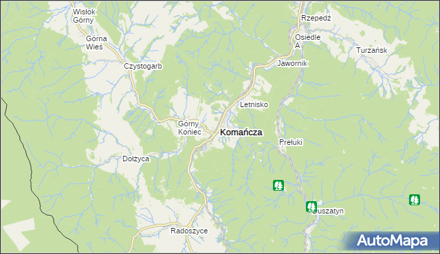 mapa Komańcza, Komańcza na mapie Targeo