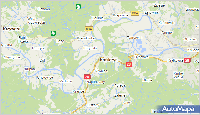 mapa Krasiczyn, Krasiczyn na mapie Targeo