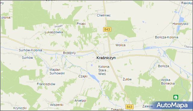 mapa Kraśniczyn, Kraśniczyn na mapie Targeo