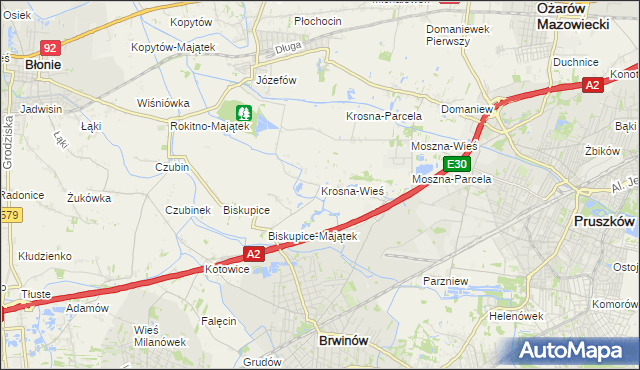 mapa Krosna-Wieś, Krosna-Wieś na mapie Targeo