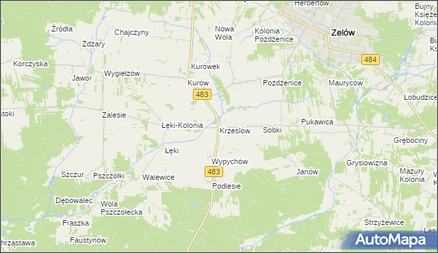 mapa Krześlów, Krześlów na mapie Targeo