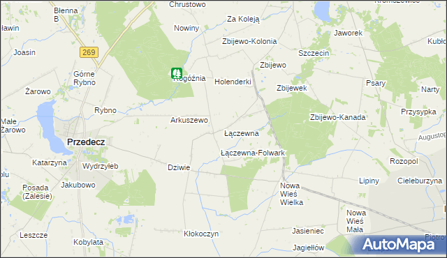 mapa Łączewna gmina Przedecz, Łączewna gmina Przedecz na mapie Targeo