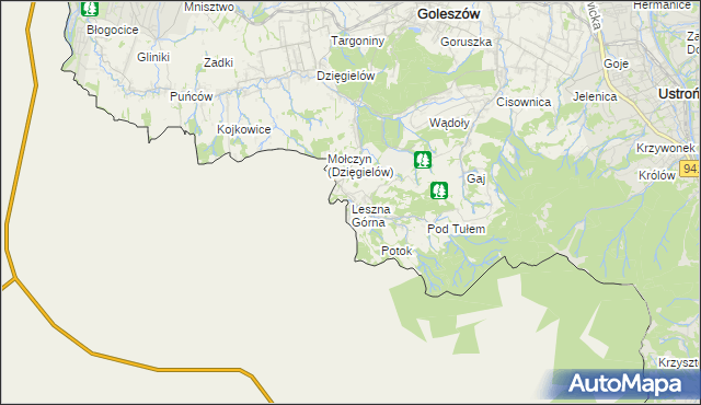 mapa Leszna Górna, Leszna Górna na mapie Targeo