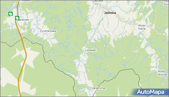mapa Lipowiec gmina Jaśliska, Lipowiec gmina Jaśliska na mapie Targeo