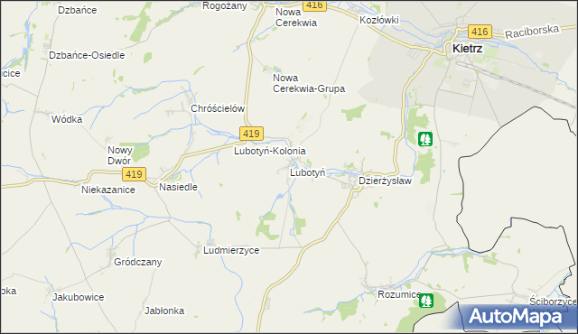 mapa Lubotyń gmina Kietrz, Lubotyń gmina Kietrz na mapie Targeo