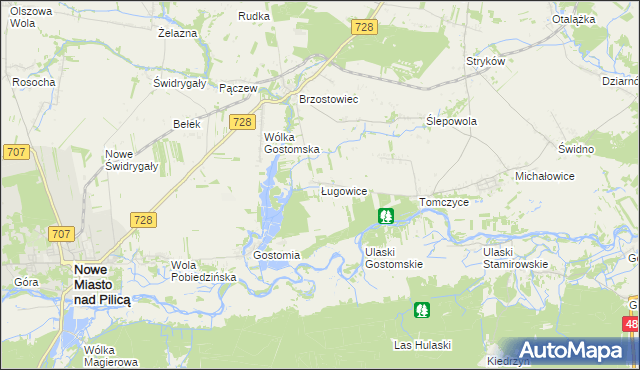 mapa Ługowice, Ługowice na mapie Targeo