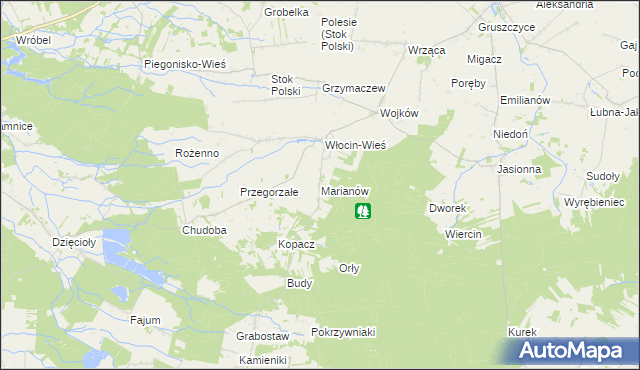 mapa Marianów gmina Błaszki, Marianów gmina Błaszki na mapie Targeo