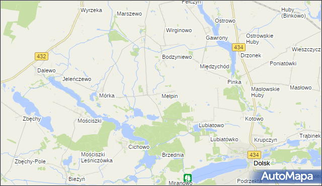 mapa Mełpin, Mełpin na mapie Targeo