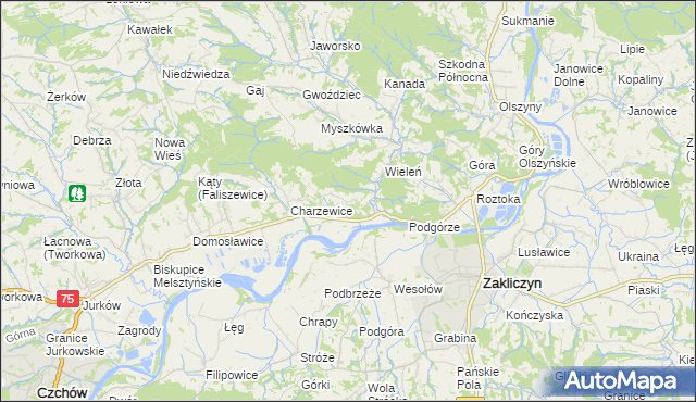 mapa Melsztyn, Melsztyn na mapie Targeo