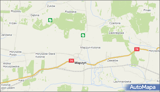 mapa Miączyn-Kolonia, Miączyn-Kolonia na mapie Targeo