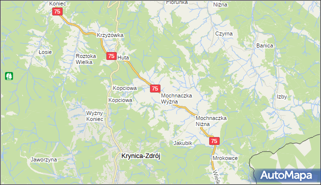 mapa Mochnaczka Wyżna, Mochnaczka Wyżna na mapie Targeo