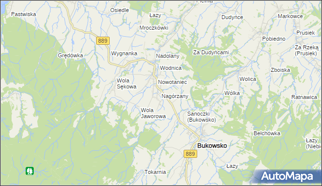 mapa Nagórzany, Nagórzany na mapie Targeo