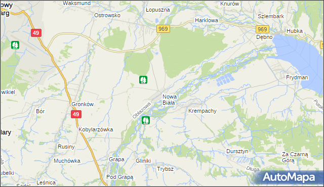 mapa Nowa Biała gmina Nowy Targ, Nowa Biała gmina Nowy Targ na mapie Targeo