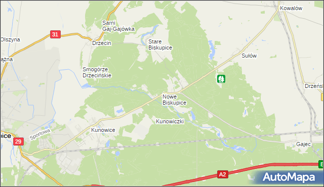 mapa Nowe Biskupice gmina Słubice, Nowe Biskupice gmina Słubice na mapie Targeo