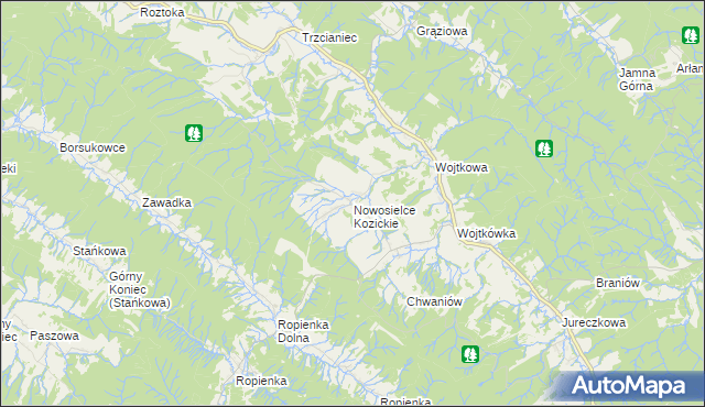 mapa Nowosielce Kozickie, Nowosielce Kozickie na mapie Targeo