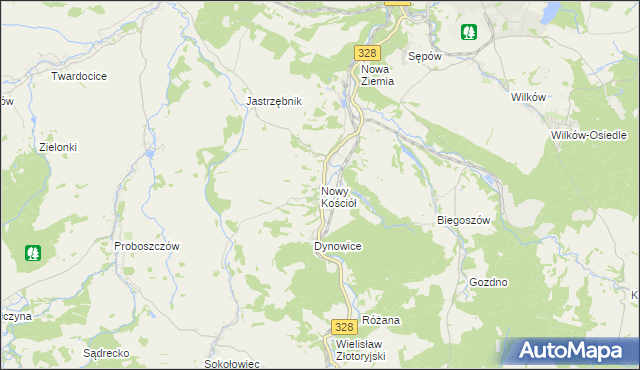 mapa Nowy Kościół, Nowy Kościół na mapie Targeo