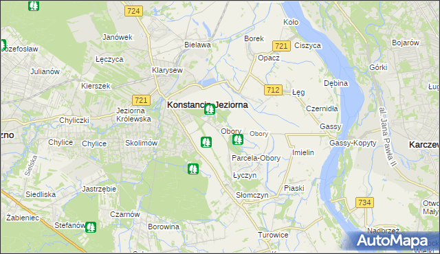 mapa Obory gmina Konstancin-Jeziorna, Obory gmina Konstancin-Jeziorna na mapie Targeo