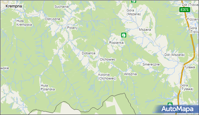 mapa Olchowiec gmina Dukla, Olchowiec gmina Dukla na mapie Targeo