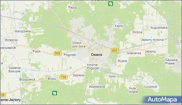 mapa Osieck, Osieck na mapie Targeo