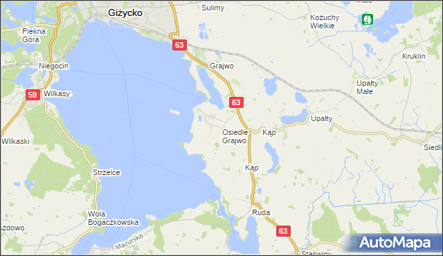 mapa Osiedle Grajwo, Osiedle Grajwo na mapie Targeo