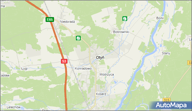 mapa Otyń, Otyń na mapie Targeo