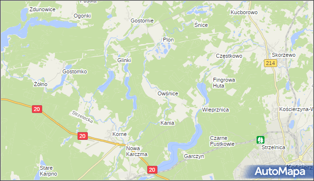 mapa Owśnice, Owśnice na mapie Targeo