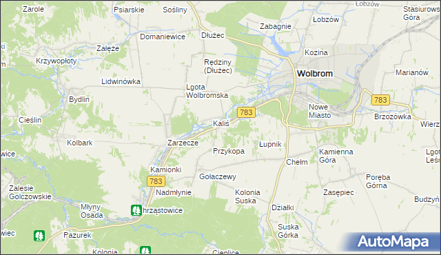 mapa Piaski gmina Wolbrom, Piaski gmina Wolbrom na mapie Targeo