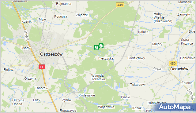 mapa Pieczyska gmina Doruchów, Pieczyska gmina Doruchów na mapie Targeo