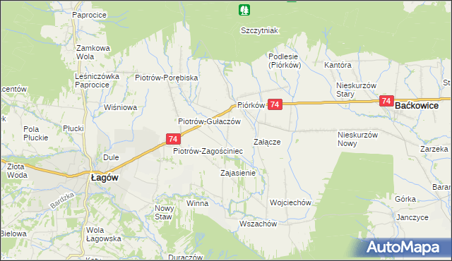 mapa Piórków-Kolonia, Piórków-Kolonia na mapie Targeo