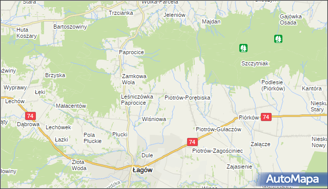 mapa Piotrów-Porębiska, Piotrów-Porębiska na mapie Targeo