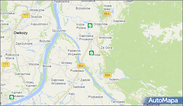 mapa Pniów gmina Radomyśl nad Sanem, Pniów gmina Radomyśl nad Sanem na mapie Targeo