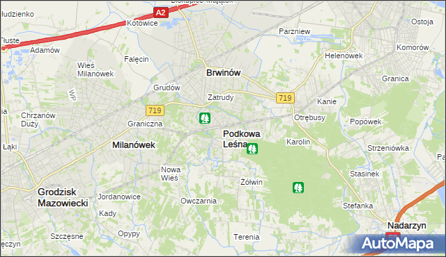 mapa Podkowa Leśna, Podkowa Leśna na mapie Targeo