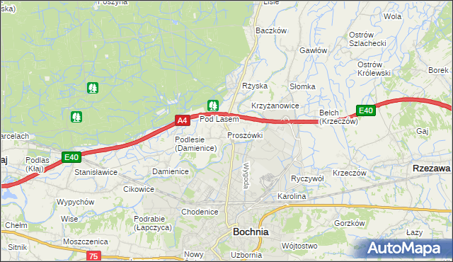 mapa Proszówki, Proszówki na mapie Targeo