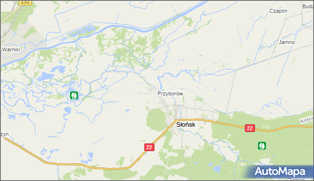 mapa Przyborów gmina Słońsk, Przyborów gmina Słońsk na mapie Targeo
