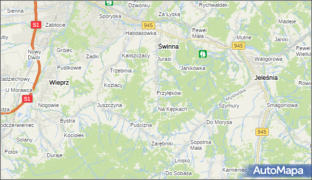 mapa Przyłęków, Przyłęków na mapie Targeo