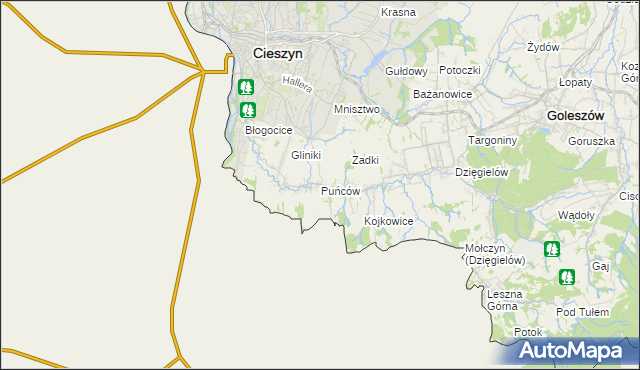 mapa Puńców, Puńców na mapie Targeo