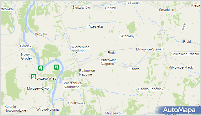 mapa Putkowice Nagórne, Putkowice Nagórne na mapie Targeo