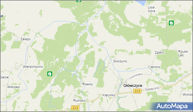 mapa Rówienko gmina Główczyce, Rówienko gmina Główczyce na mapie Targeo