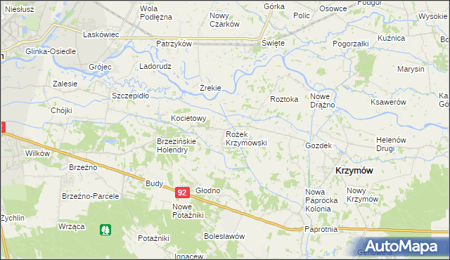 mapa Rożek Krzymowski, Rożek Krzymowski na mapie Targeo