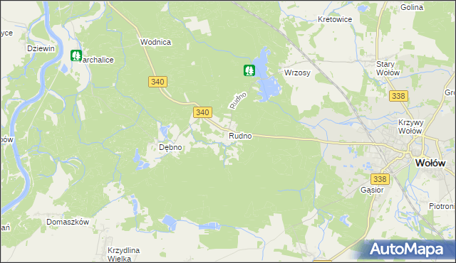 mapa Rudno gmina Wołów, Rudno gmina Wołów na mapie Targeo