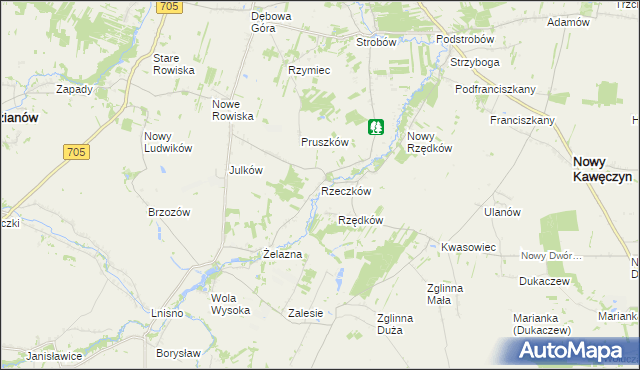 mapa Rzeczków gmina Skierniewice, Rzeczków gmina Skierniewice na mapie Targeo