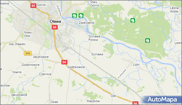 mapa Ścinawa gmina Oława, Ścinawa gmina Oława na mapie Targeo