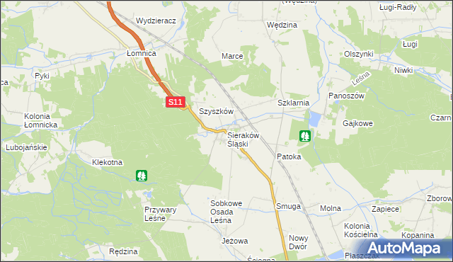 mapa Sieraków Śląski, Sieraków Śląski na mapie Targeo